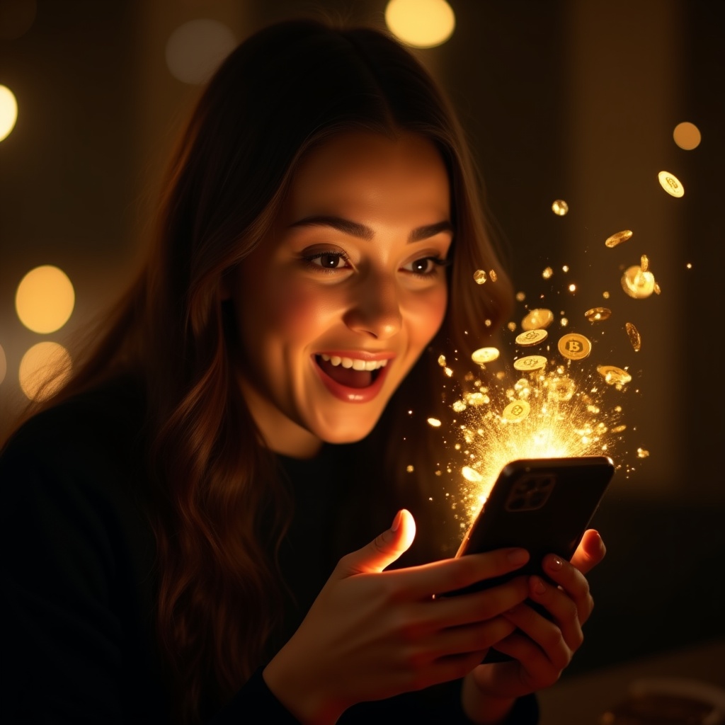 Player claiming BitStarz no deposit free spins on a smartphone